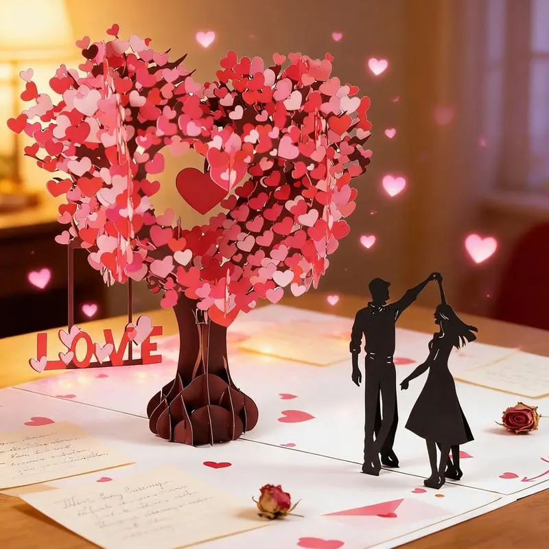 💌 3D Pop-Up Anniversary Card - Romantic Love Tree & Hearts Design💌