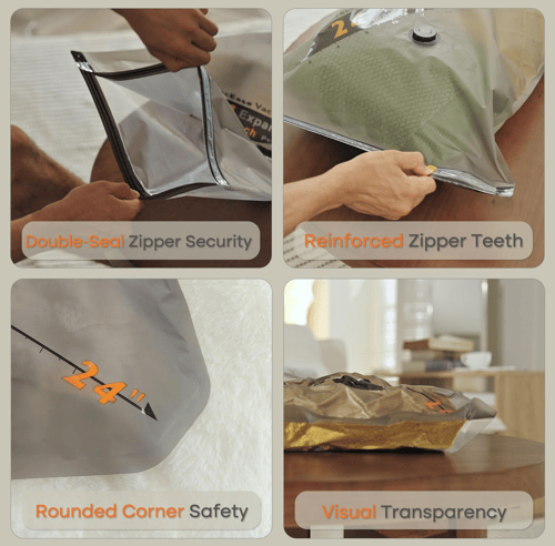 Vacuum Compression Storage Bags with USB - Rechargeable Electric Pump - Ultra - Compact, Lightweight Space - Savers