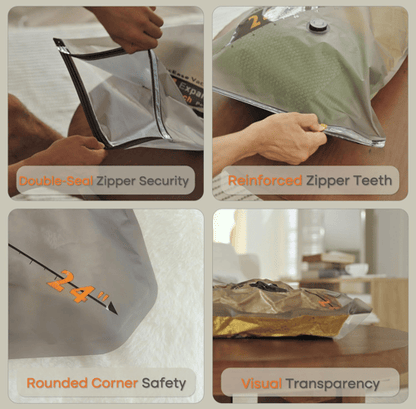 Vacuum Compression Storage Bags with USB - Rechargeable Electric Pump - Ultra - Compact, Lightweight Space - Savers