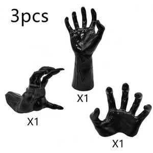 🏆Flash Sale⚡Life-Size Creepy Hands Wall Decor – 3-Piece Set with LED Candles for Gothic Halloween