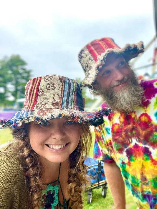 🍄Patchwork Multicolored Mushroom Hemp Hat with Hidden Pocket Fedorahats🎩