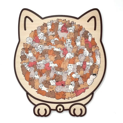 (💖The perfect gift for cat lovers) 🔥🐈135-Pieces Morandi-Colored Cat Shaped Wooden Jigsaw Puzzle🐾
