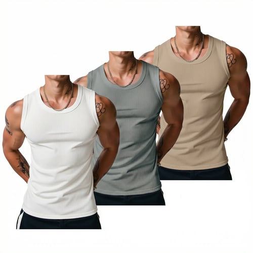 🔥Men's Wide Strap Ribbed Tank Top