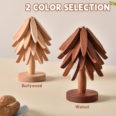 🎁✨Natural Tree Trivet Set - 4 bamoo Trivets & 1 Stand Like a Tree