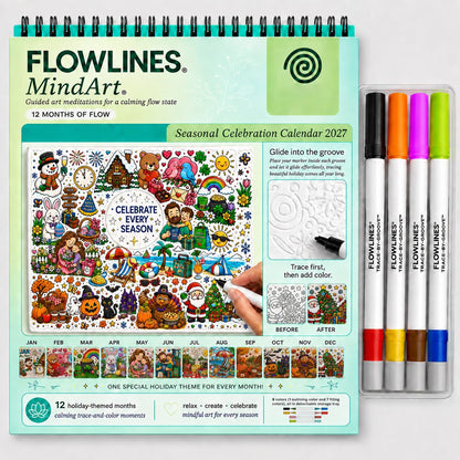 🎨Color The Year 2027: Guided Creative Calendar📅| Seasonal Guided Coloring Wall Calendar With Markers - ❤️Buy 1