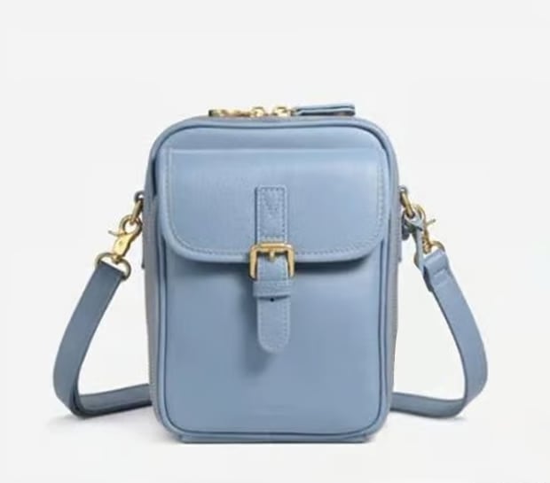 🔥Crossbody Leather Bag - Light Blue (New Colors)