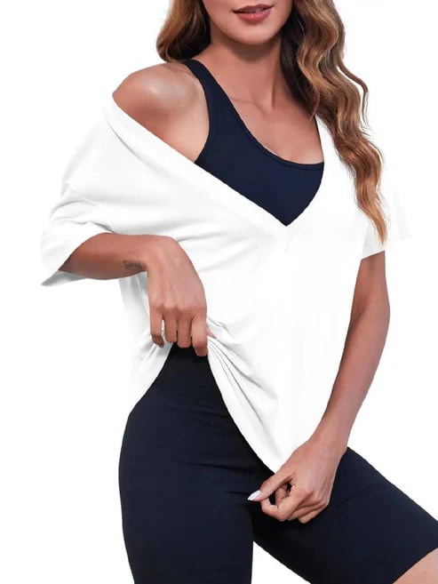⏰Hot Sale-Womens Basic Sexy Deep V Neck T Shirt