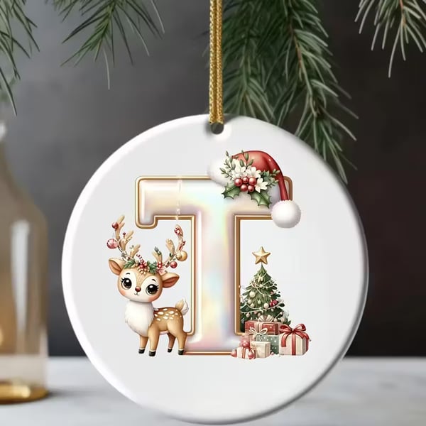 🎄Personalized Christmas Reindeer Letter Ornament🦌