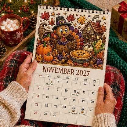 🎨Color The Year 2027: Guided Creative Calendar📅| Seasonal Guided Coloring Wall Calendar With Markers - Image 13