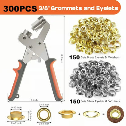 🔥LAST DAY 49%OFF🔥Grommet Tool Kit - 100Pcs metal grommets+manual eyelet puncher*1
