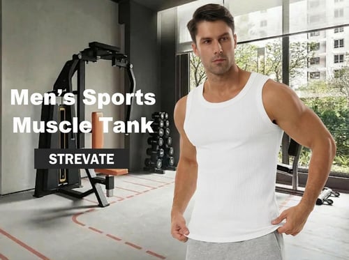 🔥Men's Wide Strap Ribbed Tank Top