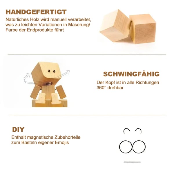 😆Shaking Feet Wooden Doll-Replaceable facial expressions