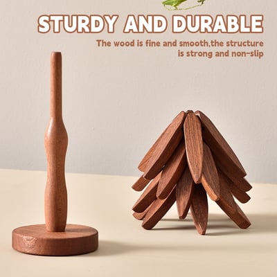 🎁✨Natural Tree Trivet Set - 4 bamoo Trivets & 1 Stand Like a Tree