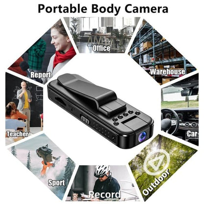 🔥🔥 Wearable Body Cam with Night-Vision & 180° Rotation Lens Vlogging Camera