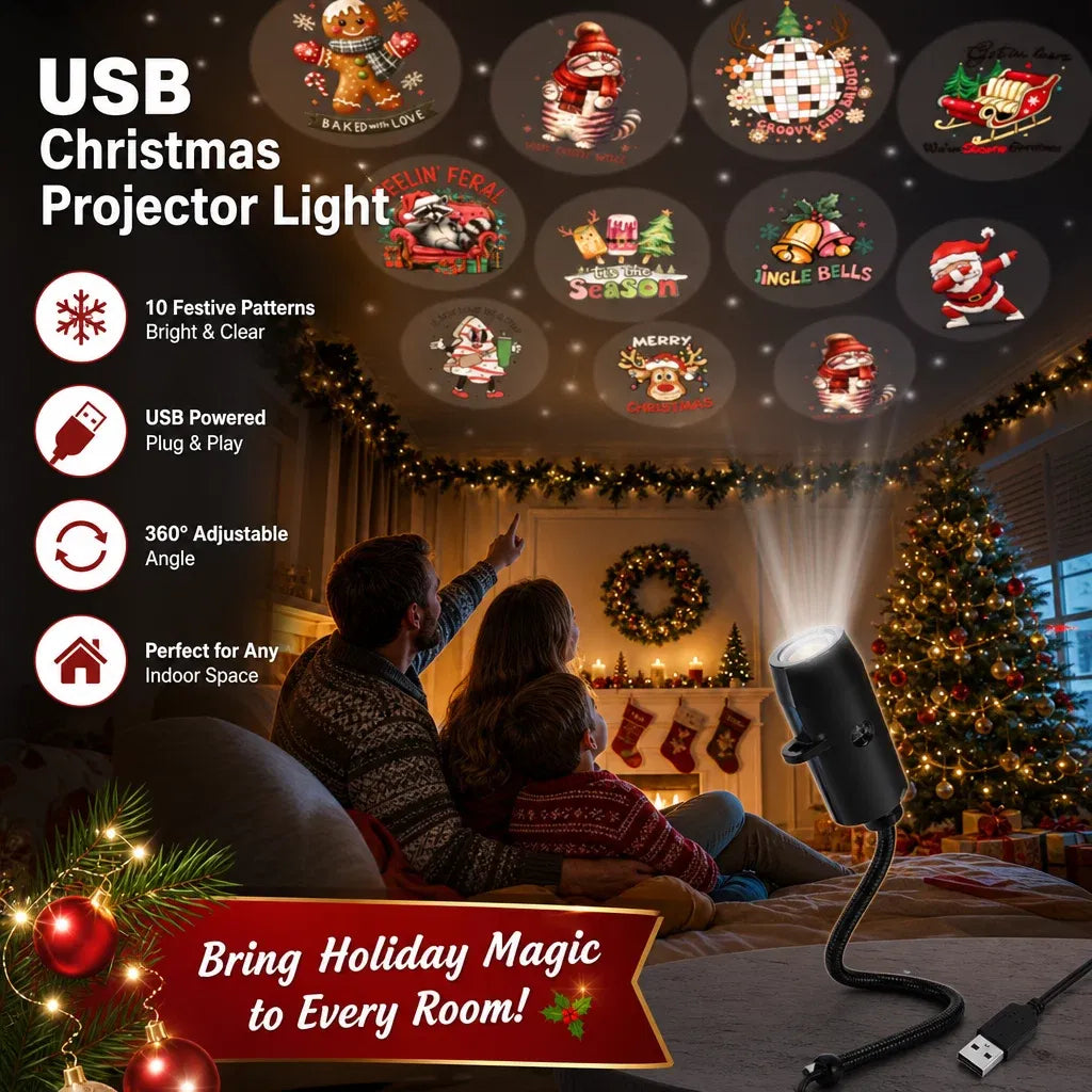 -Plug-&-Play HD Christmas Projector – 6 or 10 Festive Scenes - Image 5