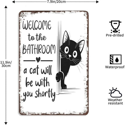Vintage Black & White Cat Wall Art