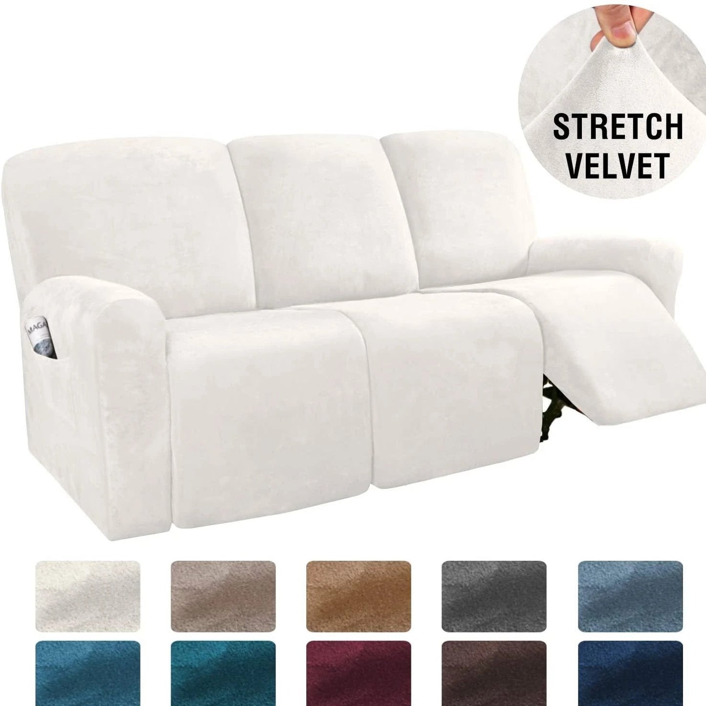 Stretchable Velvet Recliner Slipcover
