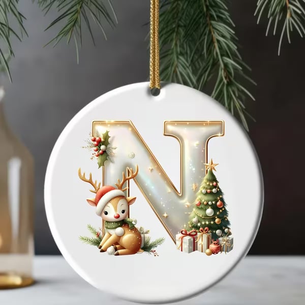 🎄Personalized Christmas Reindeer Letter Ornament🦌