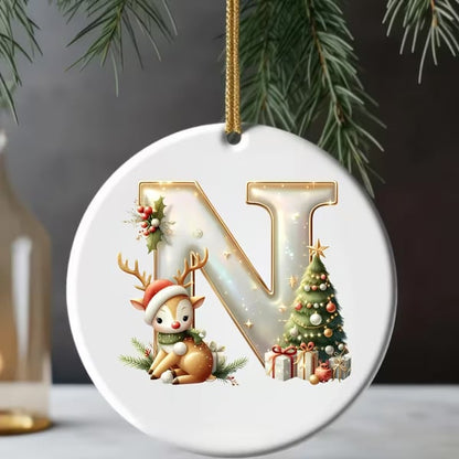 🎄Personalized Christmas Reindeer Letter Ornament🦌