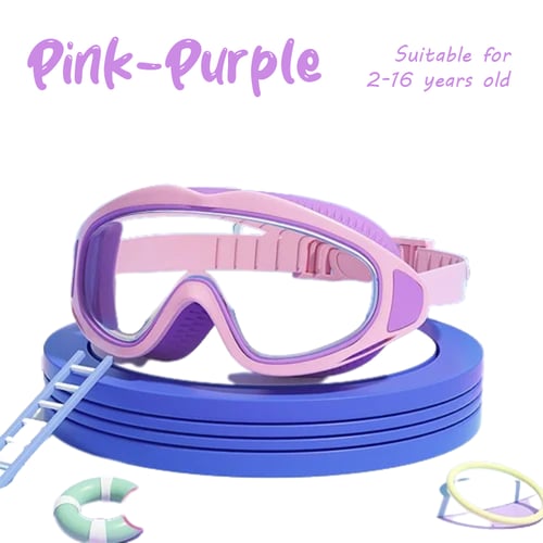 🔥HD children's large frame waterproof and anti-fog swimming goggles