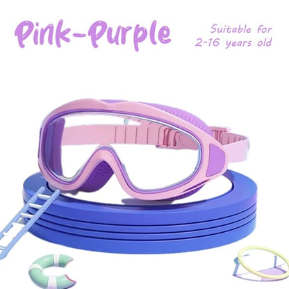 🔥HD children's large frame waterproof and anti-fog swimming goggles