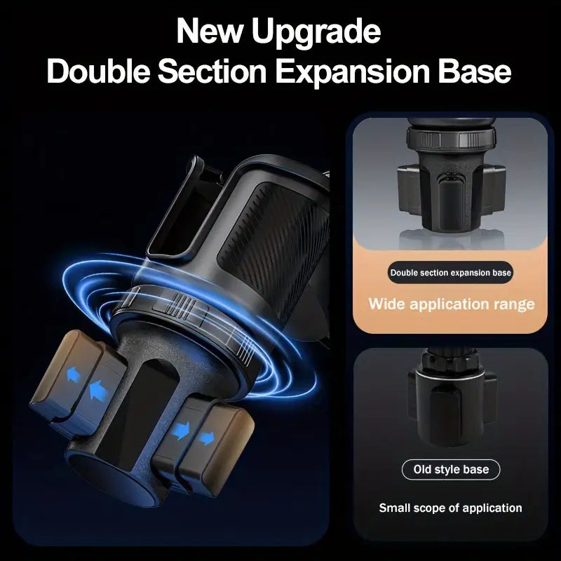 Car Cup Holder Tray Table with Expandable Base - Cell Phone and Dual Drink Cup Holder Expander for Car, Truck