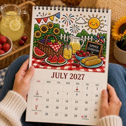 🎨Color The Year 2027: Guided Creative Calendar📅| Seasonal Guided Coloring Wall Calendar With Markers - Image 9