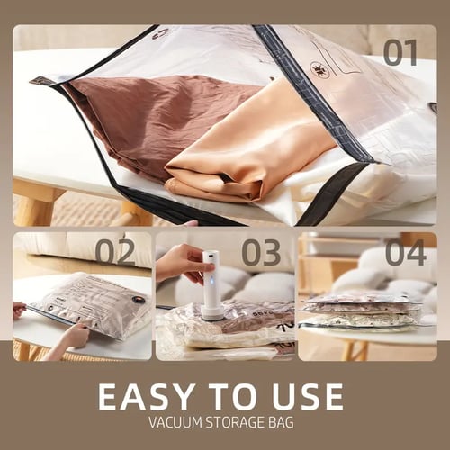 Vacuum Compression Storage Bags with USB - Rechargeable Electric Pump - Ultra - Compact, Lightweight Space - Savers