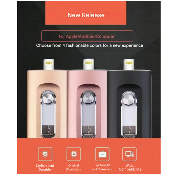 ⚡3 in 1 Flash Drive, High Speed Portable USB 3.0 Memory Storage