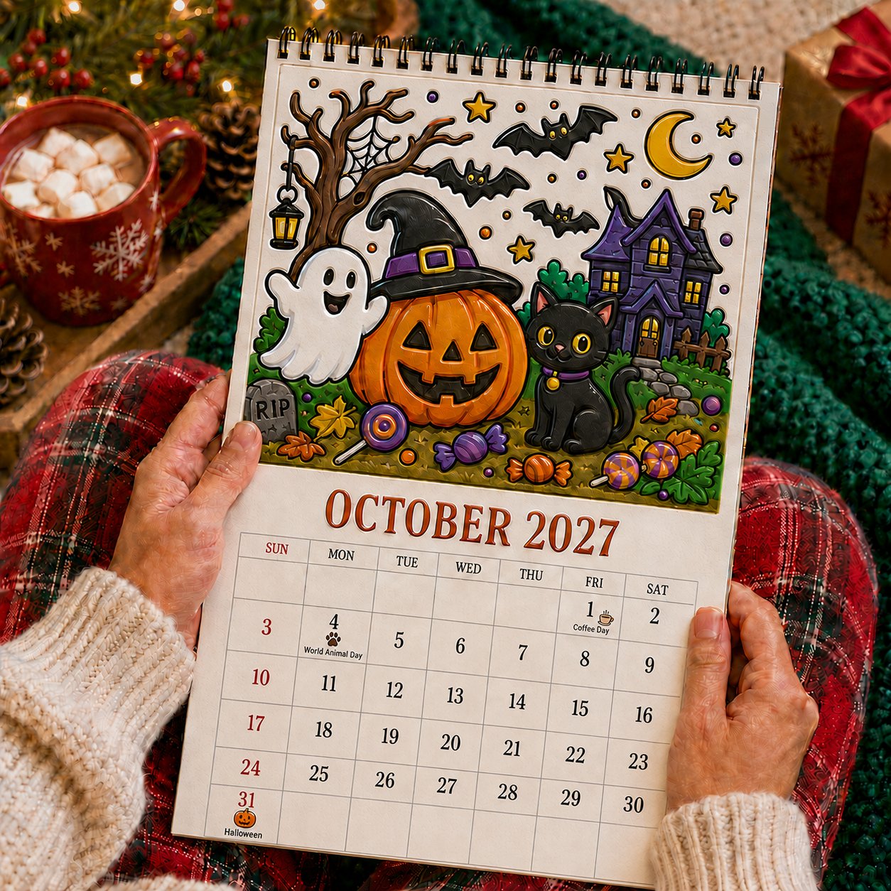 🎨Color The Year 2027: Guided Creative Calendar📅| Seasonal Guided Coloring Wall Calendar With Markers - Image 12