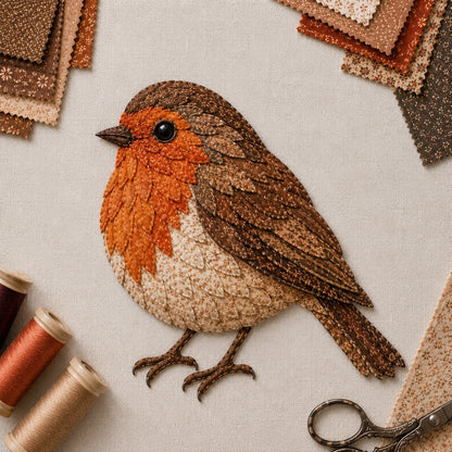 🧵 Beginner Friendly ✨ 3D Patchwork Bird DIY Craft Kit – Create a Layered Fabric Bird Worth Displaying - Robin