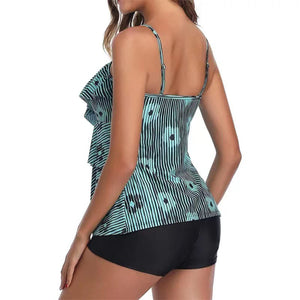 Strappy Two Piece Printing Bikini Set Swimsuit