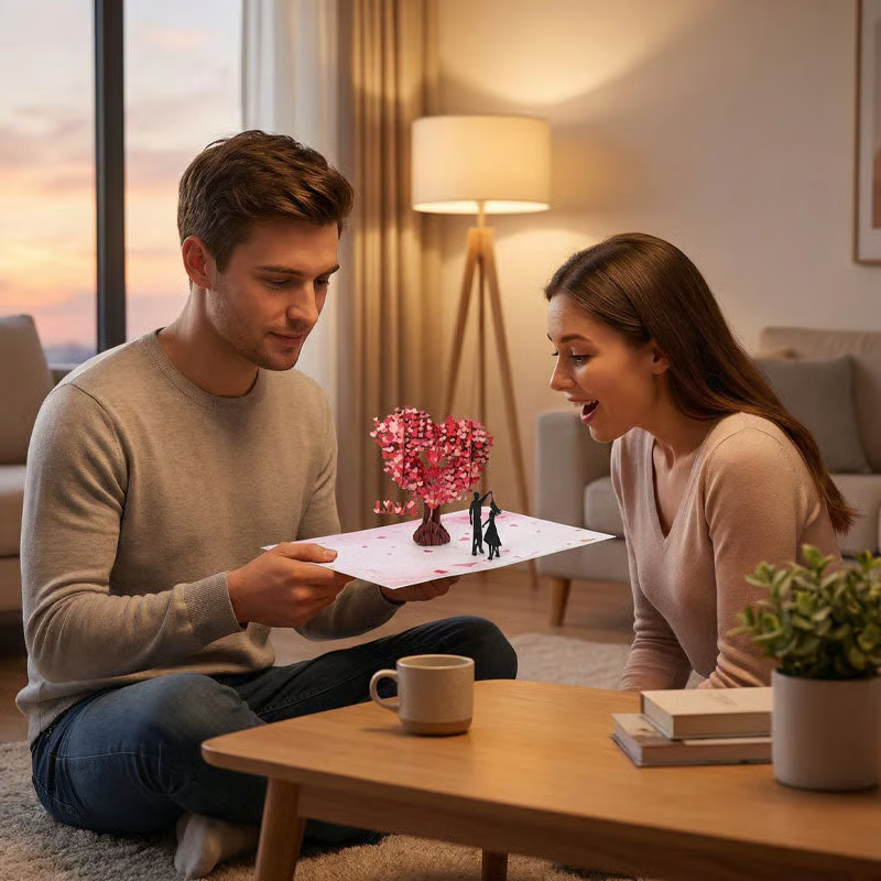 💌 3D Pop-Up Anniversary Card - Romantic Love Tree & Hearts Design💌