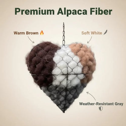 🕊️ Handmade Alpaca Fiber Bird Nesting Heart