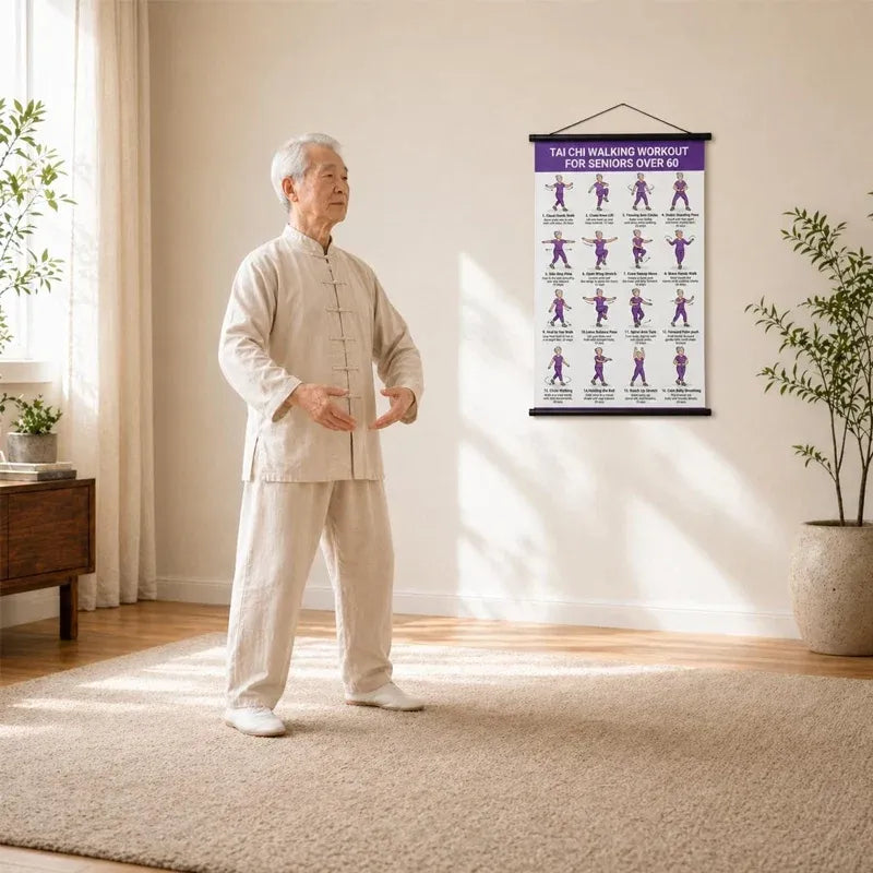 🧓📋 Tai Chi Workout Poster for Seniors – 16 illustrated exercises, standing or seated, large text – easy to follow. 💪 - Image 3
