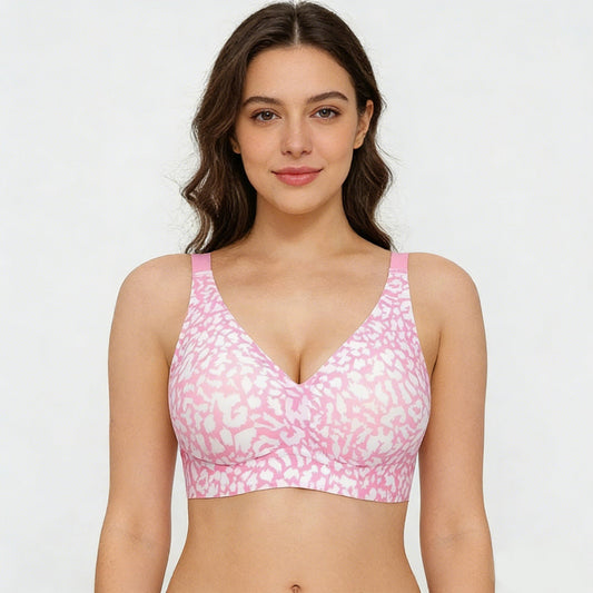 🏆🔥Ultra straffender Leopardendruck-BH ohne Bügel | Damen BH ohne Bügel👍Keine hängenden Brüste mehr - Rose Pink Leopard