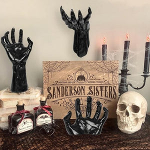 🏆Flash Sale⚡Life-Size Creepy Hands Wall Decor – 3-Piece Set with LED Candles for Gothic Halloween