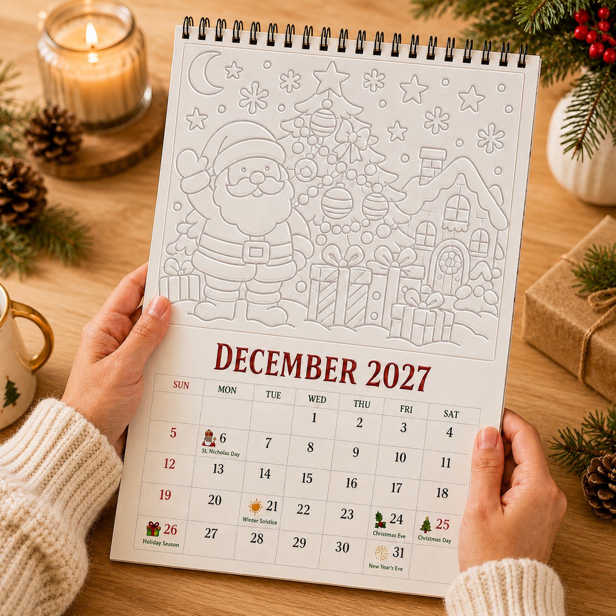 🎨Color The Year 2027: Guided Creative Calendar📅| Seasonal Guided Coloring Wall Calendar With Markers - Image 15