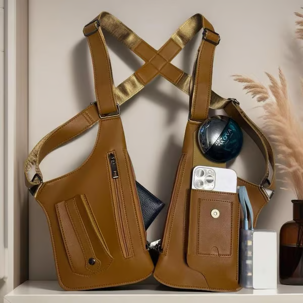 🔫 Unisex Premium Leather Shoulder Bag - Adjustable Underarm Strap