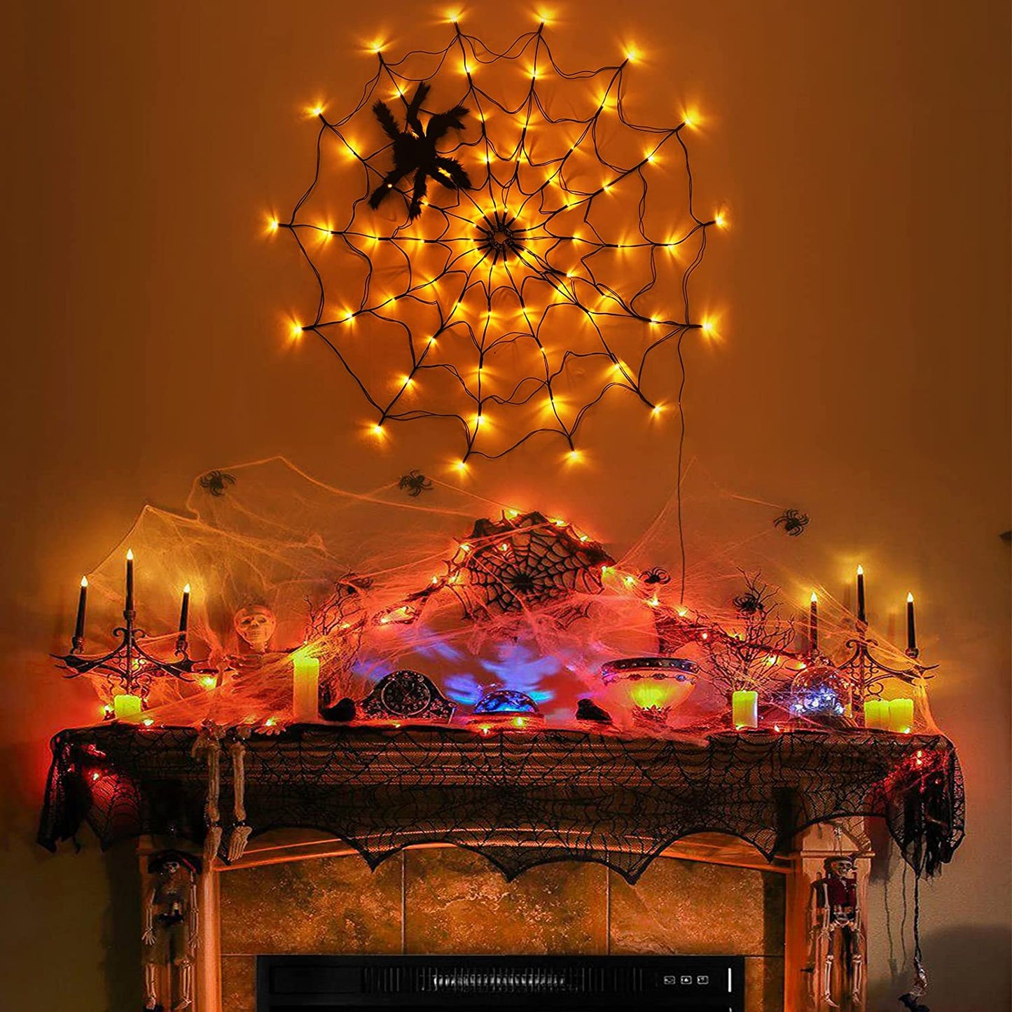 🎃Halloween presale-30% OFF🕸️Halloween Led Spider Web String Light🕷️