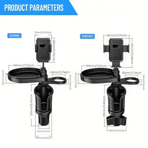 Car Cup Holder Tray Table with Expandable Base - Cell Phone and Dual Drink Cup Holder Expander for Car, Truck
