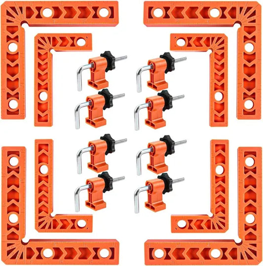 🔧90 Degree Corner Clamp & Positioning Square Set - (3" 4")inch x 8 Right Angle Clamp with 8 Clamp ABS Plastic L-Shaped Tool