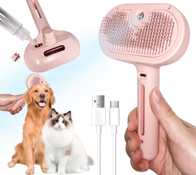 Self-Cleaning Spray Cat Brush for Shedding