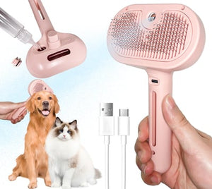 Self-Cleaning Spray Cat Brush for Shedding