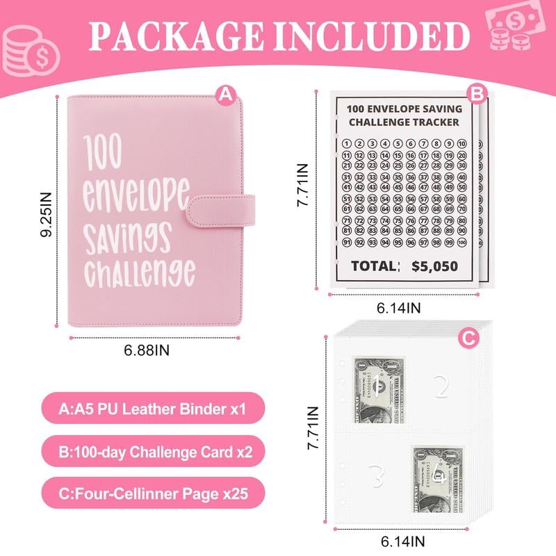 100 Envelopes Money Saving Challenge-Save $5,050 Cash Envelope Challenge Binder