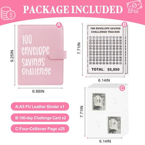 100 Envelopes Money Saving Challenge-Save $5,050 Cash Envelope Challenge Binder