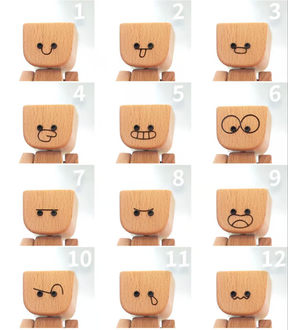 😆Shaking Feet Wooden Doll-Replaceable facial expressions