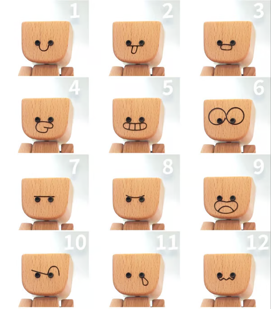 😆Shaking Feet Wooden Doll-Replaceable facial expressions
