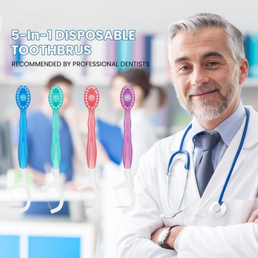 🎁5 in 1 Mini Toothbrush & Floss & Tongue Scraper & Toothpick Set