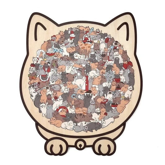 (💖The perfect gift for cat lovers) 🔥🐈135-Pieces Morandi-Colored Cat Shaped Wooden Jigsaw Puzzle🐾